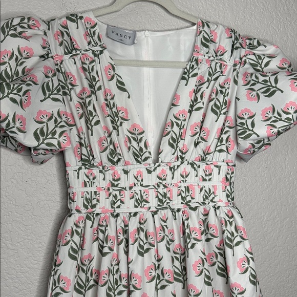 Fancy D White Tiered Floral Puff Sleeve Garden Party Midi Maxi Dress Size Small - Picture 3 of 8